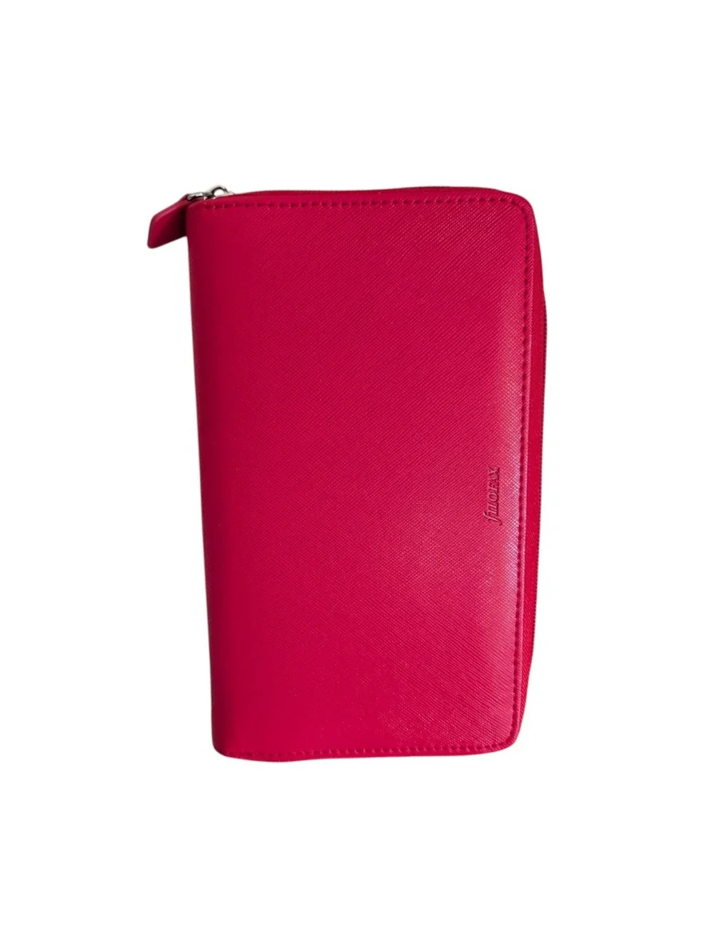 Filofax Red Saffiano Personal Compact Zip Organizer Leather Cash Budgeting